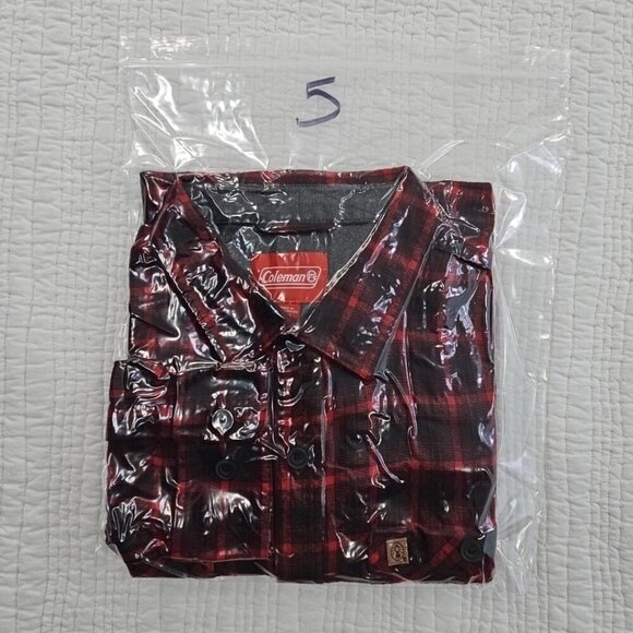 Coleman Midweight Flannel Shirt Men's XXL Red Black Plaid EUC LN Long Sleeves - Picture 15 of 15